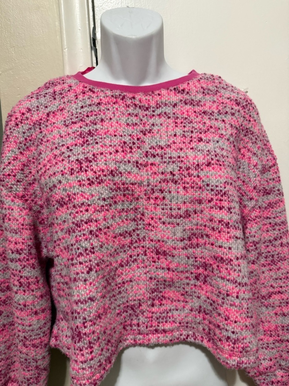 Women's Pink Marled Crewneck Sweater